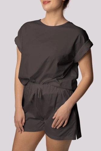 Pijamale de damă Mona Bliss cu mânecă scurtă, grafit