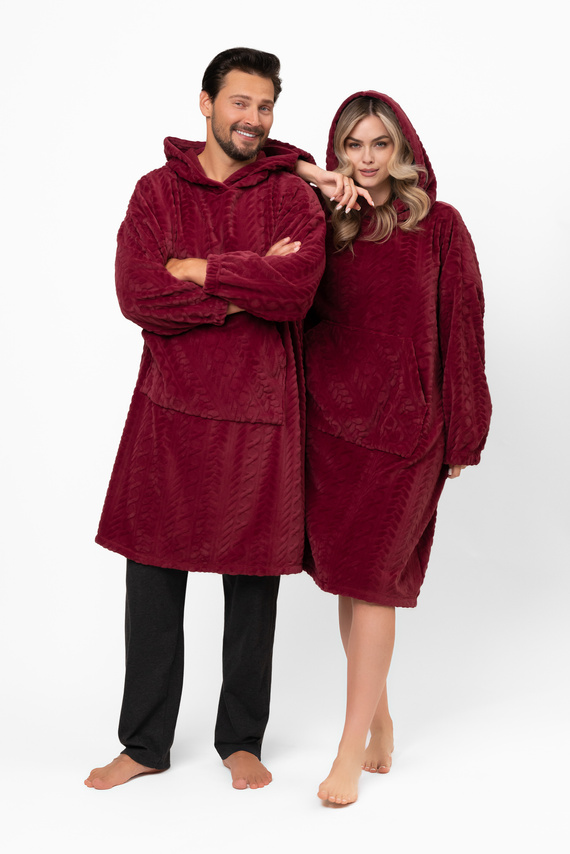 Hanorac Reno Koco Italian Fashion Burgundy – Supradimensionat, Moale, Bipolar, Unisex, cu Capuță