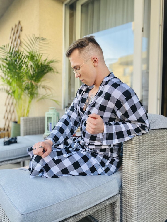 338 Crêpe halat De Lafense pentru bărbați/femei - negru/alb