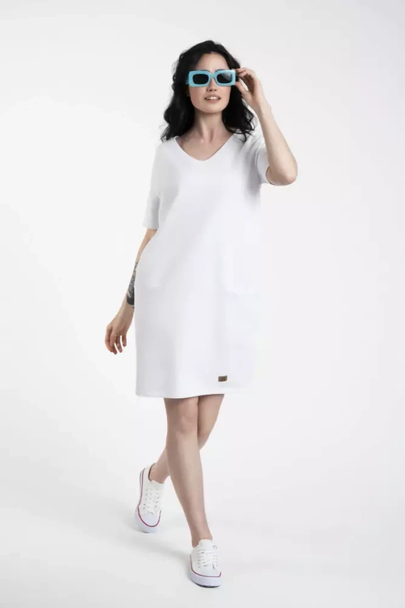 Karina Tunică cu mânecă scurtă pentru femei Italian Fashion - alb