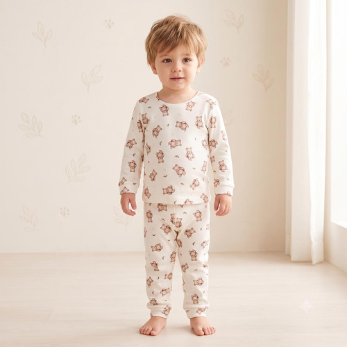 227036 Nicol BENEK Pijamale pentru copii 100% bumbac crem cu ursuleți