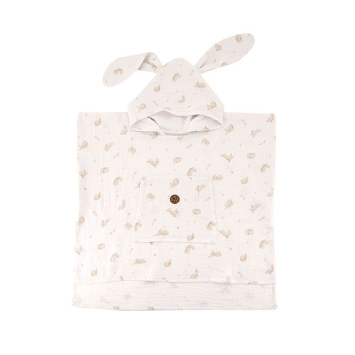 Honey Bunny Poncho de înot pentru copii cu glugă din muselină | 100% bumbac – cu uscare rapidă