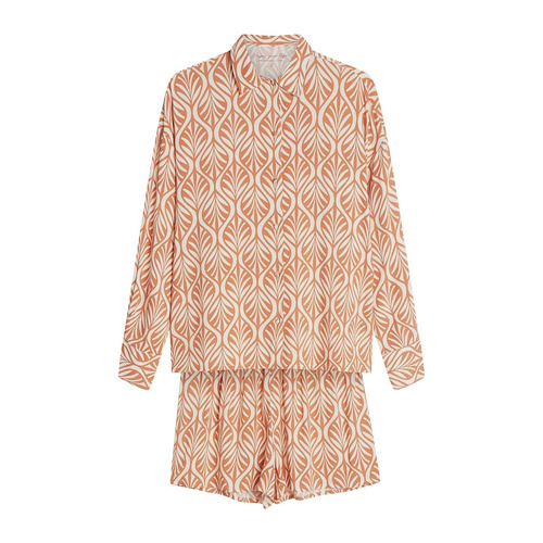 Pijama damă Henderson 43664 Denise – 100% Viscosă, mânecă lungă, șorturi, design original