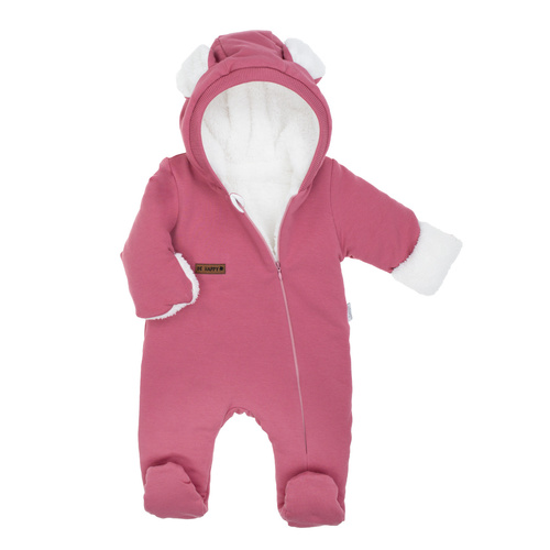 216270 Salopă de trening Lala Nicol Luna – salopetă roz pentru bebeluși cu urechi, mărimea 56-68