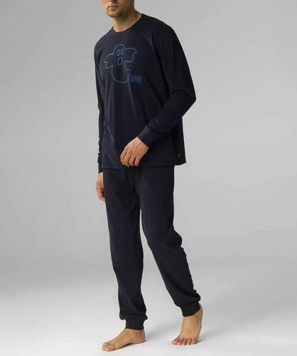 NMP-378 Pijamale pentru bărbați cu mâneci lungi, Atlantic-bleumarin