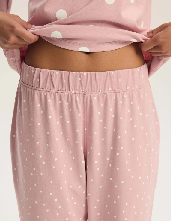 Henderson Gitte 45425 Pijamale damă lungi 100% bumbac, decolteu în V, dusty rose