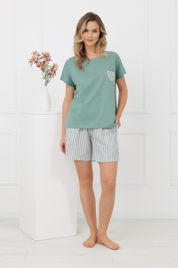 Pijama damă Faro Italian Fashion 100% bumbac mânecă scurtă șort