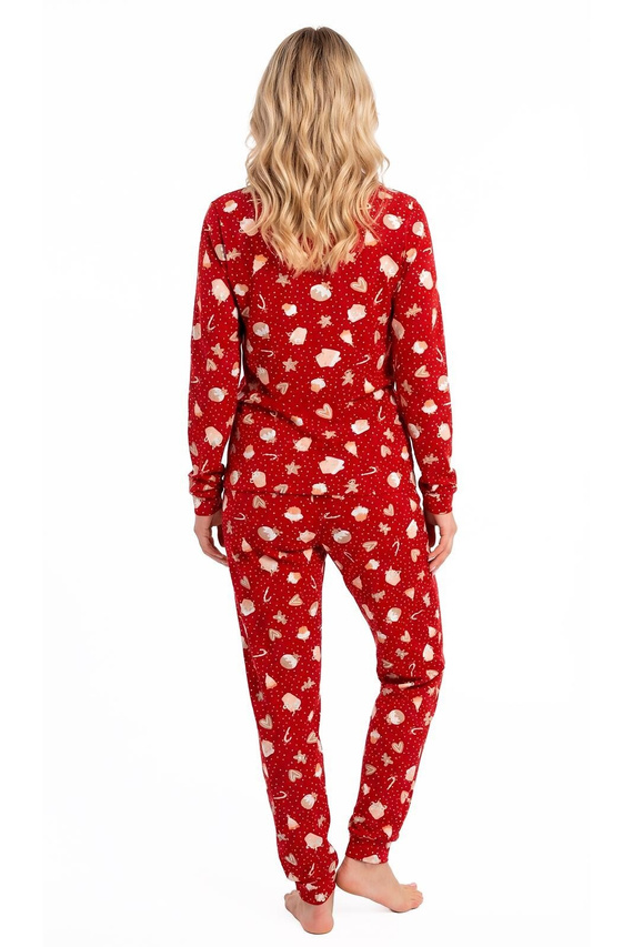 Pijamale damă Donna Bear Long roșie – pijama călduroasă din bumbac, cu mânecă lungă