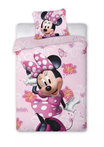 Set de lenjerie de pat Minnie Mouse din bumbac, roz, Faro - 100% bumbac, set Disney