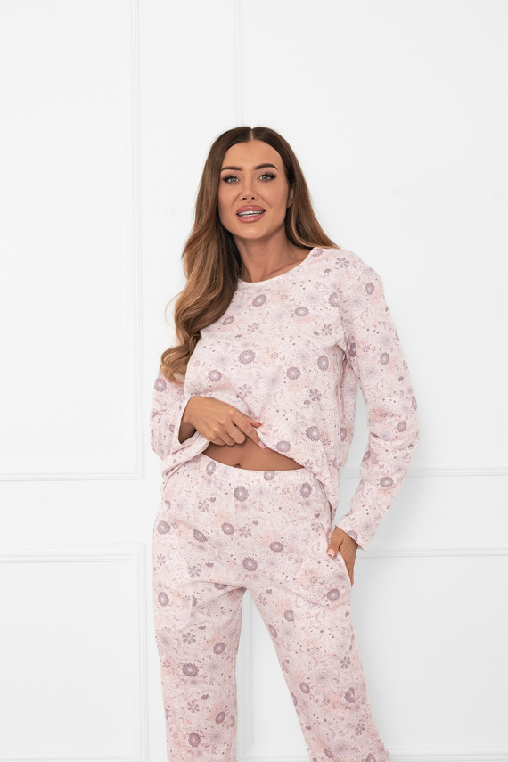 Pijama de damă Satui - bumbac, mânecă lungă și pantaloni, model floral Italian Fashion  