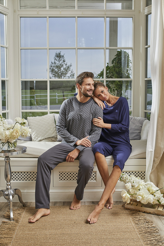 Pijama pentru femei Song Mâneci 3/4, pantaloni 3/4 Modă italiană - albastru marin