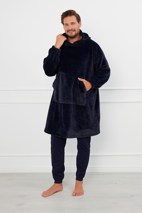 Forio Bluză cu glugă și pătură unisex Italian Fashion - albastru marin