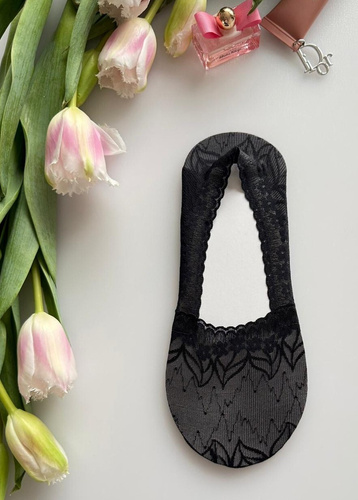 Balerini damă Magnetis din dantelă cu silicon – șosete invizibile black