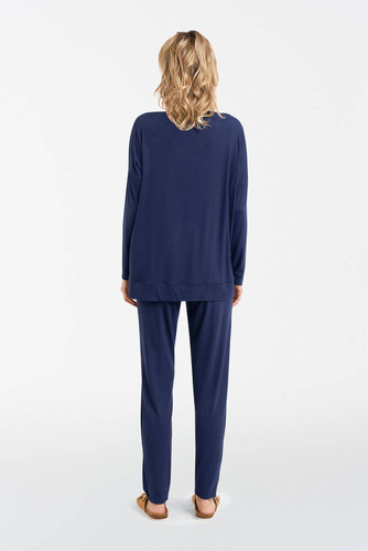 Akord Ladies set cu mânecă lungă, pantaloni lungi Italian Fashion - albastru marin