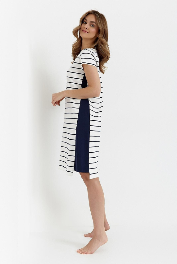 Cămașă de noapte 449 Cana ecru – bumbac, mâneci scurte, feminină și confortabilă