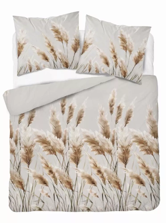 5329 B Lenjerie de pat din satin Ierburi de Pampas Detexpol gri