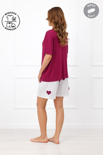 Italian Fashion Kioga Pijamale damă vâscoză Mega Soft șorturi cu inimioare