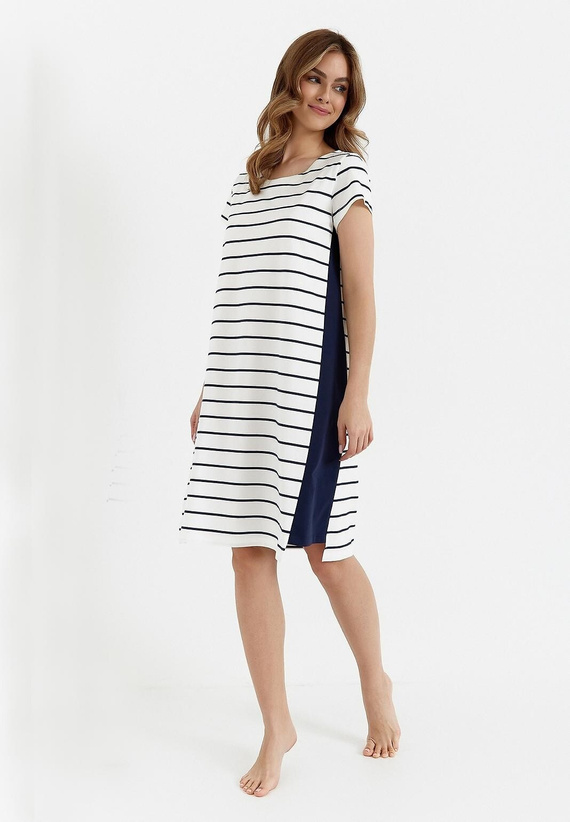 Cămașă de noapte 449 Cana ecru – bumbac, mâneci scurte, feminină și confortabilă