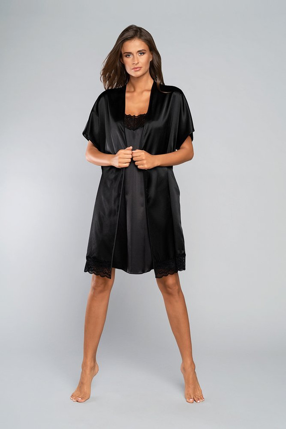 Touch Halat de baie cu mânecă scurtă Italian Fashion - negru