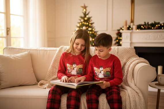 594/185 592/185 Pijamale de iarnă Cornette pentru fete - Crăciun, roșu, bumbac