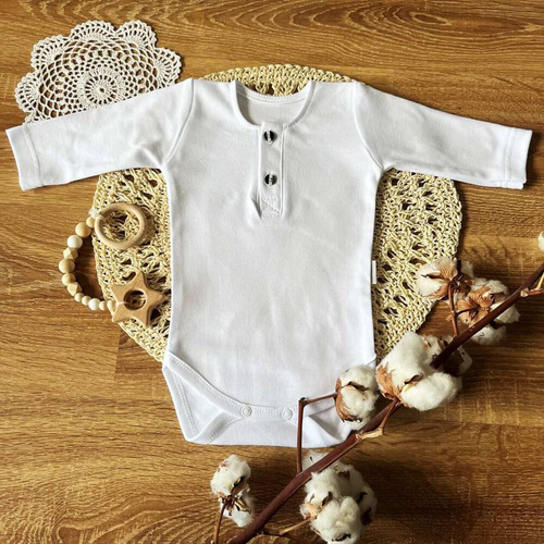 BP002 Body polo cu mâneci lungi Mamatti - alb