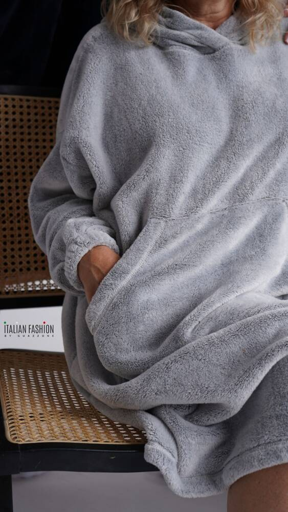 Forio Bluză cu glugă și pătură unisex Italian Fashion - gri