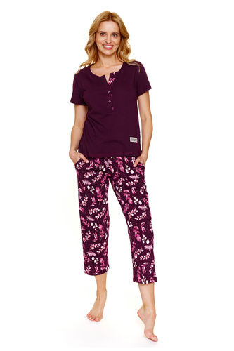 Doctor Nap 7267 – Pijamale din bumbac marime plus pentru femei | Producție poloneză, 100% bumbac - visiniu