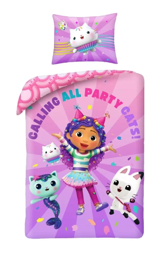 Set de lenjerie de pat pentru copii Gabi Cat House Halantex – Roz