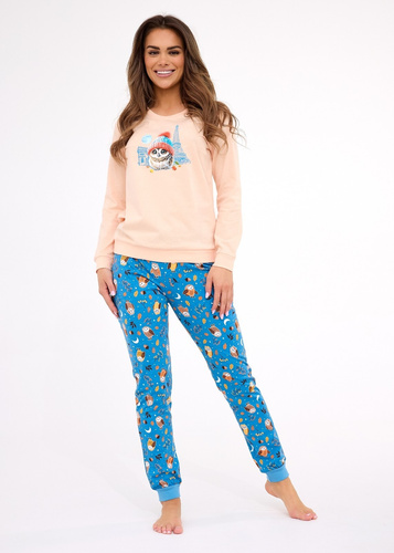 Pijamale dama 467/426 Paris – bumbac, maneci lungi, stil parizian