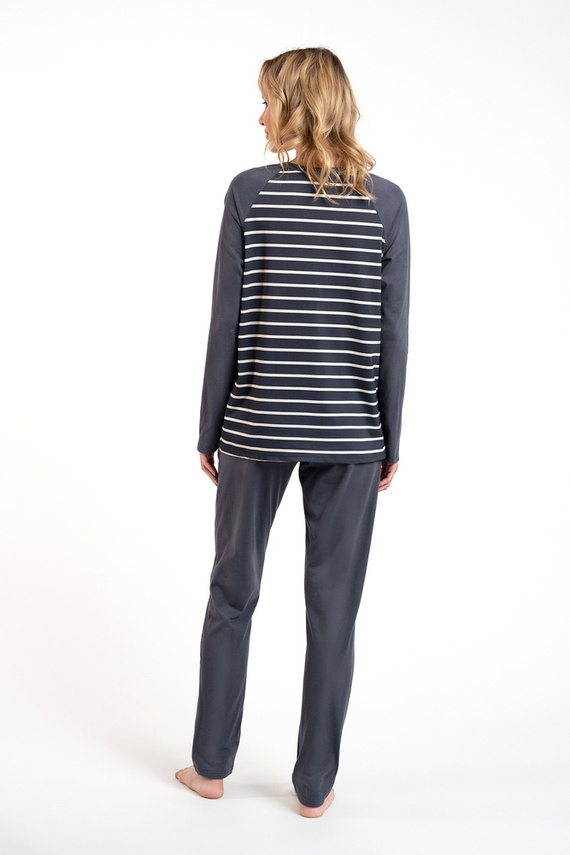 Oda Pijama de damă cu mânecă lungă, pantaloni lungi Italian Fashion - imprimeu grafit/grafit