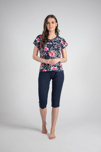 676 Pijama de damă cu talpă Forex - albastru marin