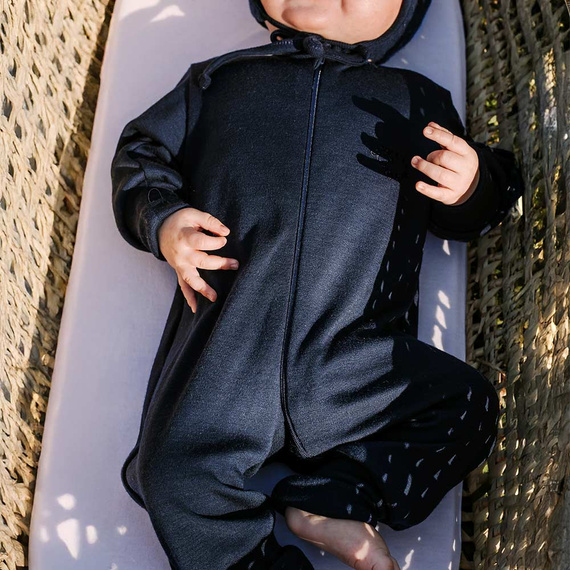 Salopă pentru bebeluși Merino Eevi – bleumarin, 100% lână merinos, fermoar cu două căi