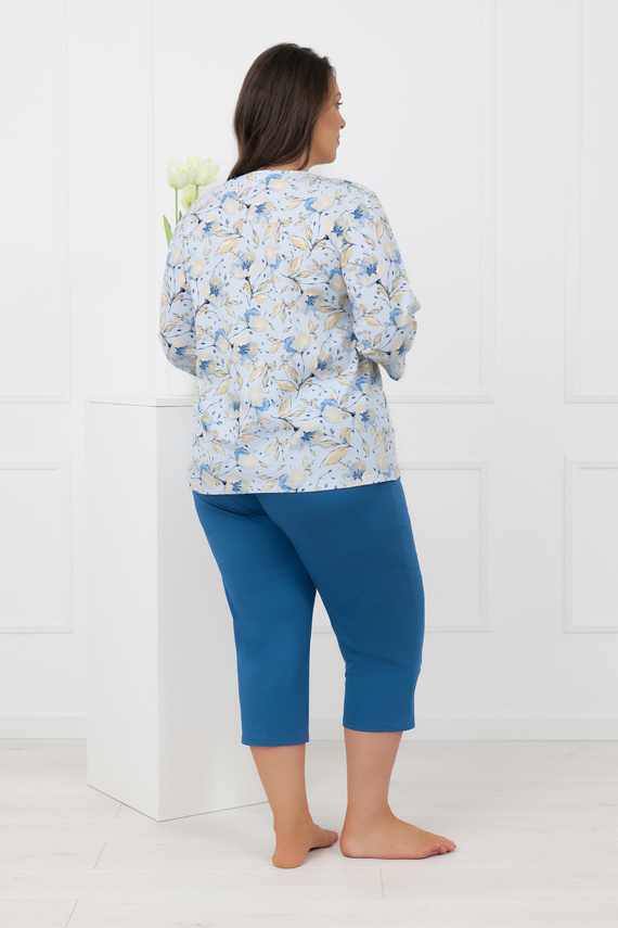 Pijama damă CELOZJA Italian Fashion 100% bumbac mânecă 3/4 pantaloni 3/4