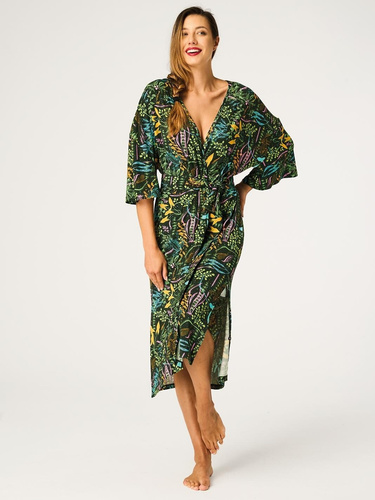 Key LGL 574 Verde – Halat damă 95% vâscoză, imprimeu