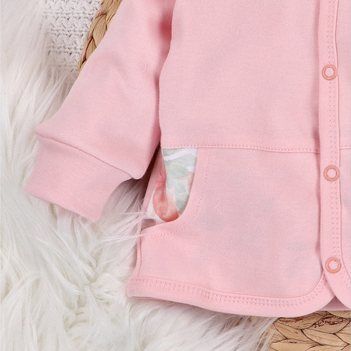 ABN-5429 Flori colorate Hanorac cu fermoar din bumbac organic Nini roz