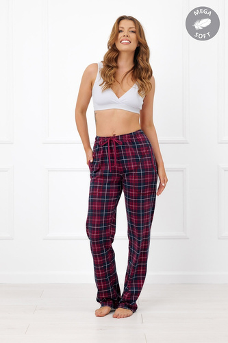 Italian Fashion Alana pantaloni lungi damă din bumbac Mega Soft în carouri