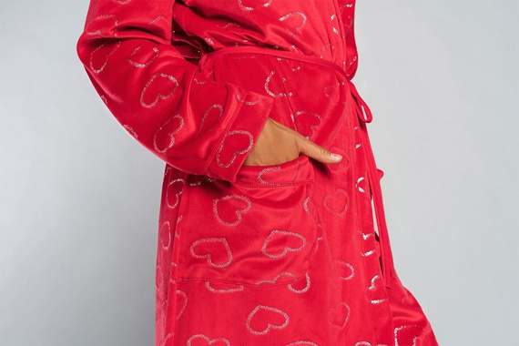 Elixir Halat de baie pentru femei cu buzunare Italian Fashion - roșu/print 