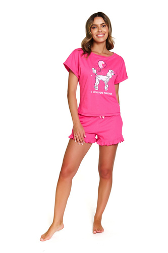 7357 Pijamale de damă din bumbac Doctor Nap - set fermecător cu volane - bujor