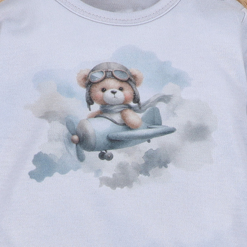 NINI ABN-5746/JSZ body pentru bebeluși 100% bambus Baby Bear Pilot cu capse