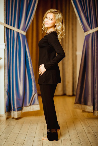 Set pijama pentru femei Kapas Kalimo - negru