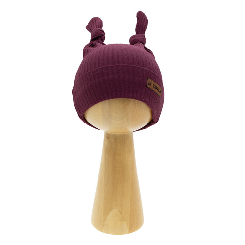 217054 Palarie din bumbac Alisa Nicol – visiniu cu noduri