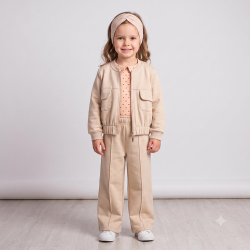 221274 Kiku Nicol bluză sport bej pentru fete, croială scurtă