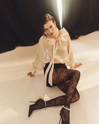 Colanti florali 20 den Gabriella - nero