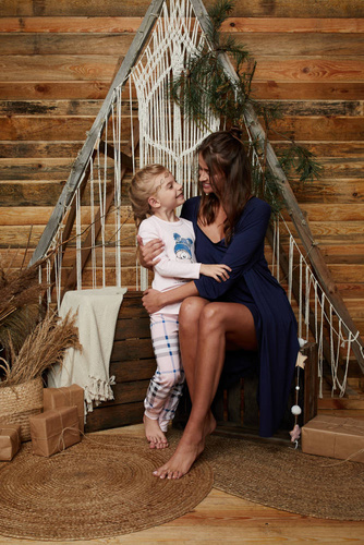 Song Ladies halat de baie cu mânecă 3/4 Italian Fashion - albastru marin