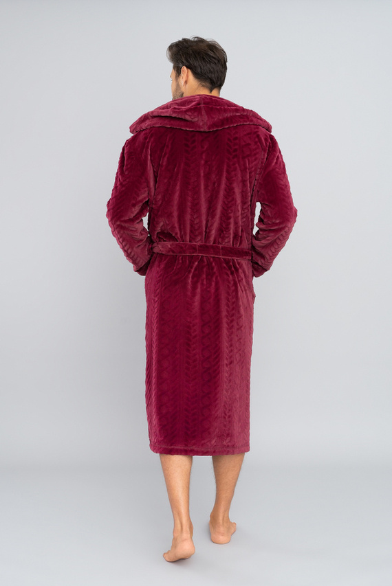 Zygmunt Halat de baie pentru bărbați cu glugă Italian Fashion- burgundy 