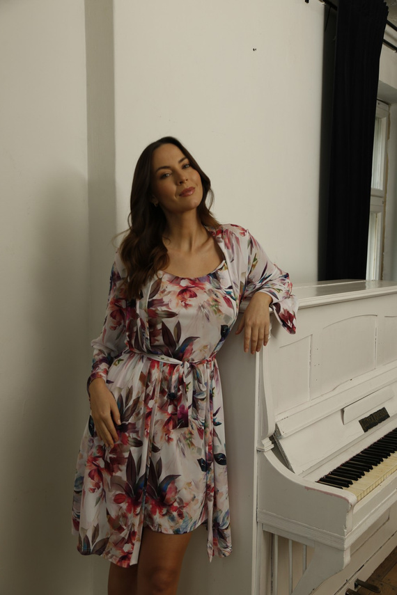 86663 Rochie Larisa neglij imprimeu floral pescăruș