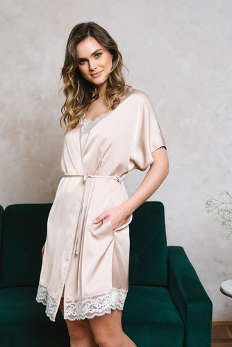 Touch Halat de baie cu mânecă scurtă Italian Fashion - bej