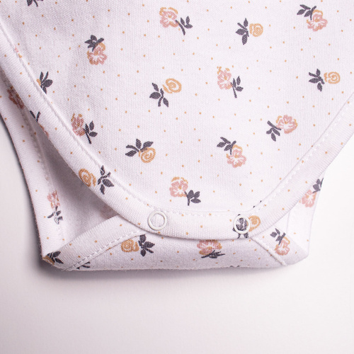 Body din bumbac pentru fetiță cu mânecă scurtă și model floral – Nicol, 220094