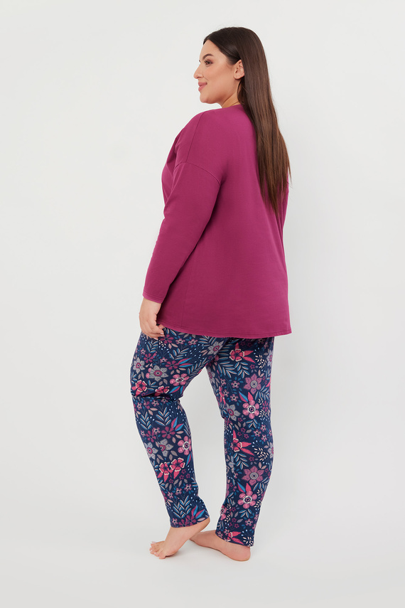 Folk Pijama pentru femei cu mânecă lungă, pantaloni lungi Italian Fashion - mure/print