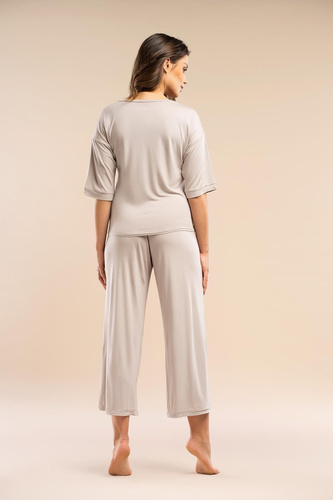 Pijamale dama MK34 Only You, bej Belle Reverie - vascoza, maneca scurta, usoara si senzuala